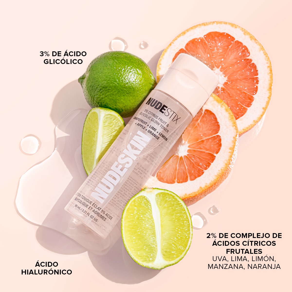 NUDESKIN 5% CITRUS FRUIT & GLYCOLIC GLOW TONER (TÓNICO FACIAL)